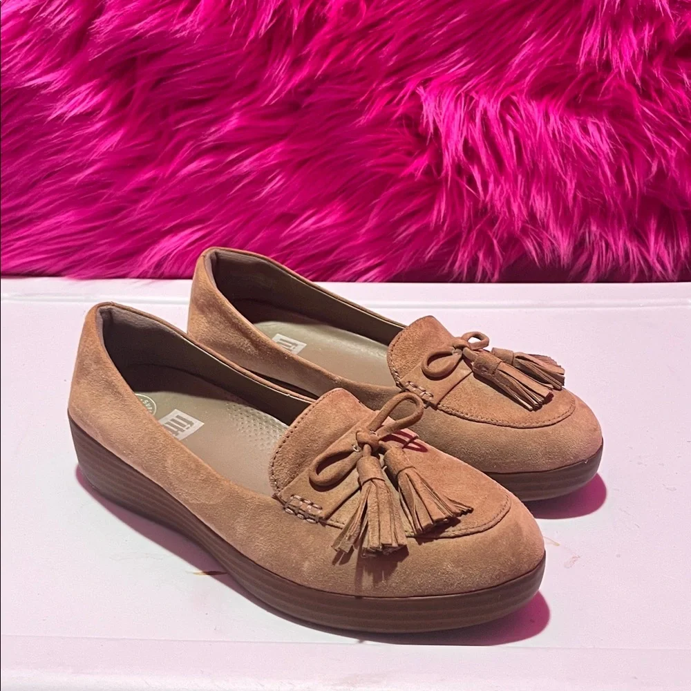 FitFlop Tan Suede Tassel Loafers for Women